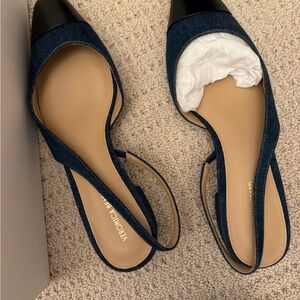 Veronica Beard Women's Blue and Black Slingback Low Heel